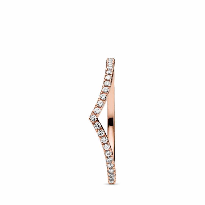 Pandora Sparkling Wishbone Stackable Ring Sale NZ, Pandora Rose™ (619584-MBE)